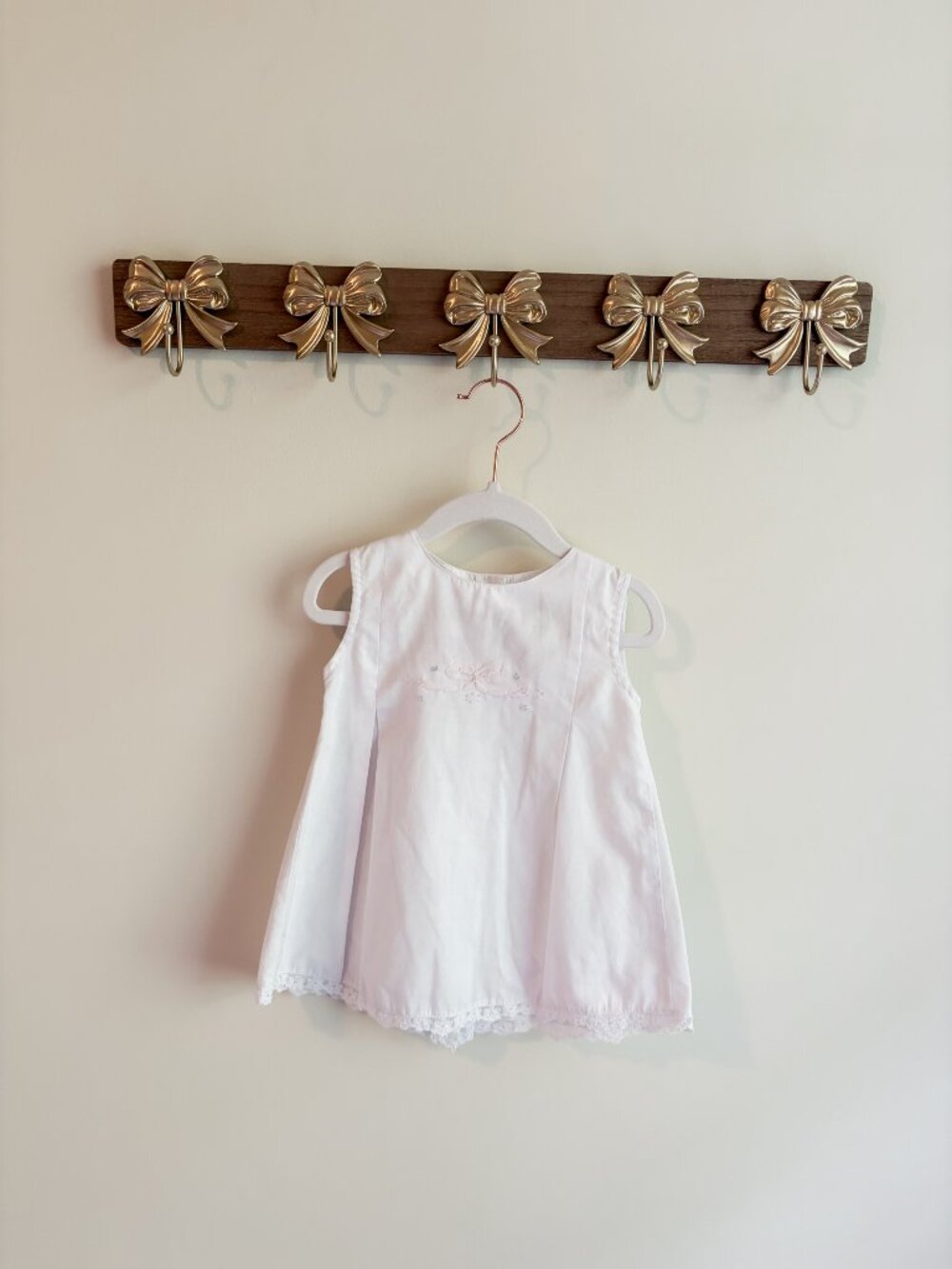 Royal Child 12M White Sleeveless Baby Dress with Lace Trim